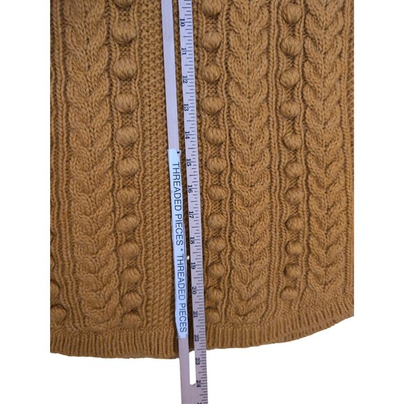 Talbots Turtle Neck Sweater Womens S Petite Mustard Yellow‎ Bobble Cable Knit - Picture 8 of 8